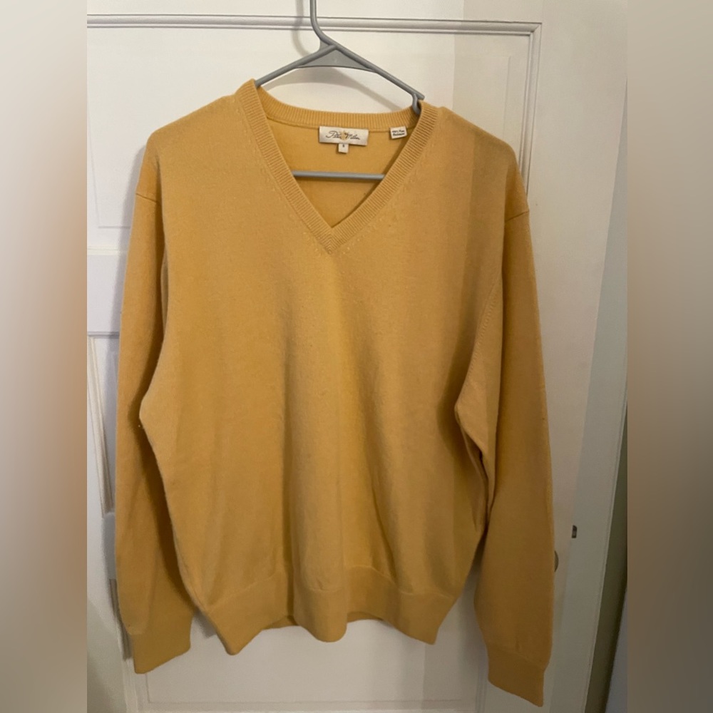 Yellow Peter Millar Long sleeve sweater 100% Cashmere!